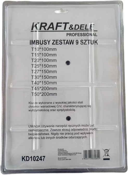 Set of 9 torx keys KD10247