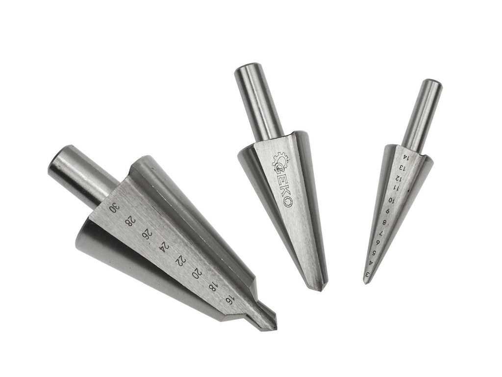 HSS metal drill set, 3 pcs, 3-30 mm (metal case)