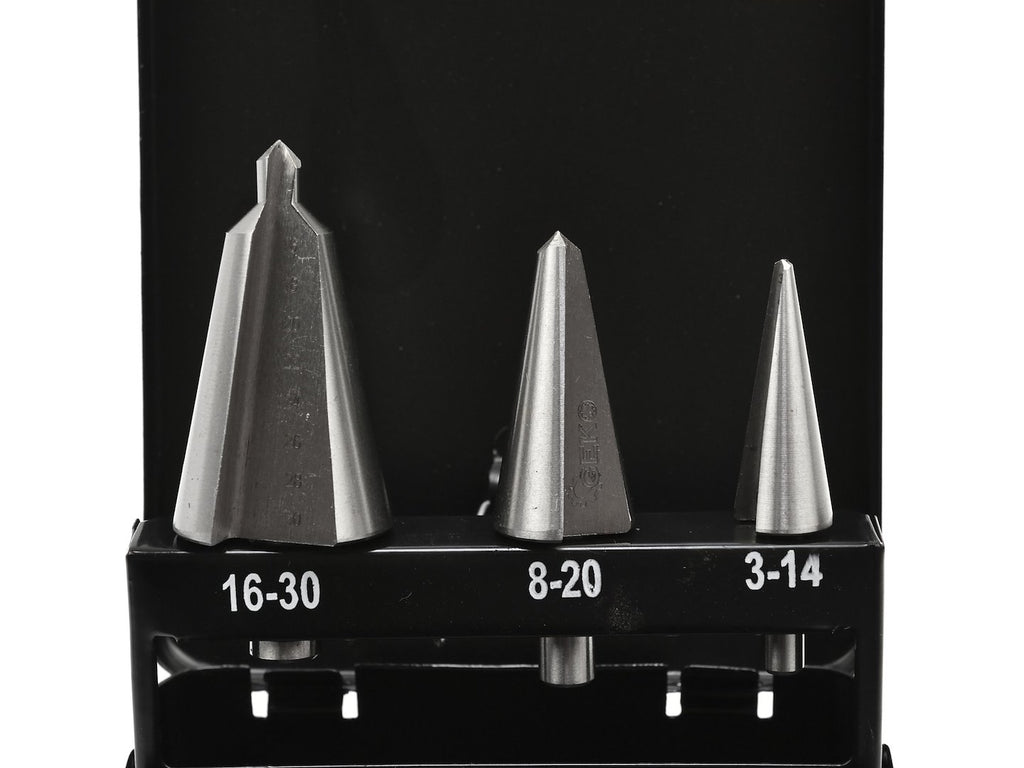 HSS metal drill set, 3 pcs, 3-30 mm (metal case)