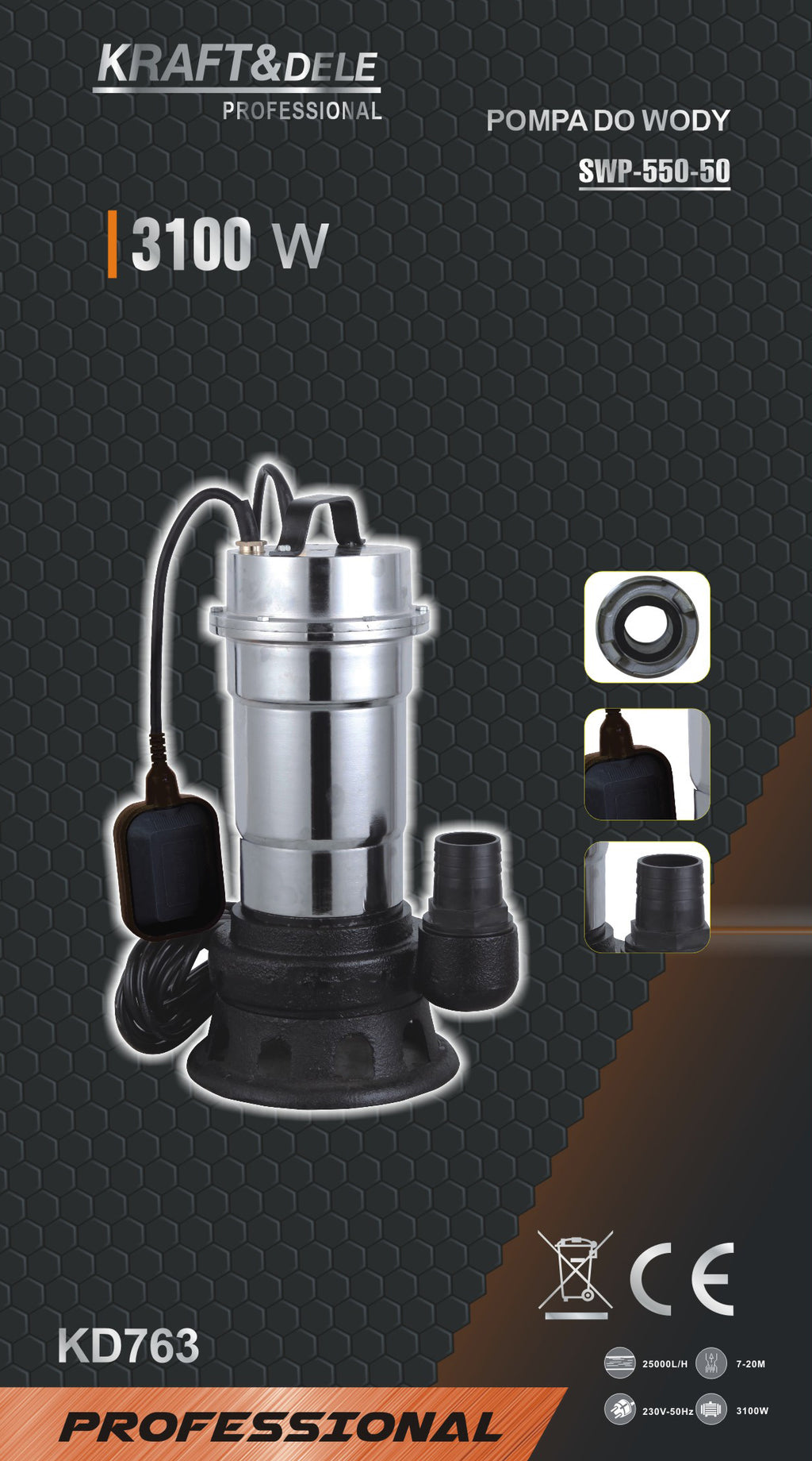 Water pump with grinder and float 3100W KD763