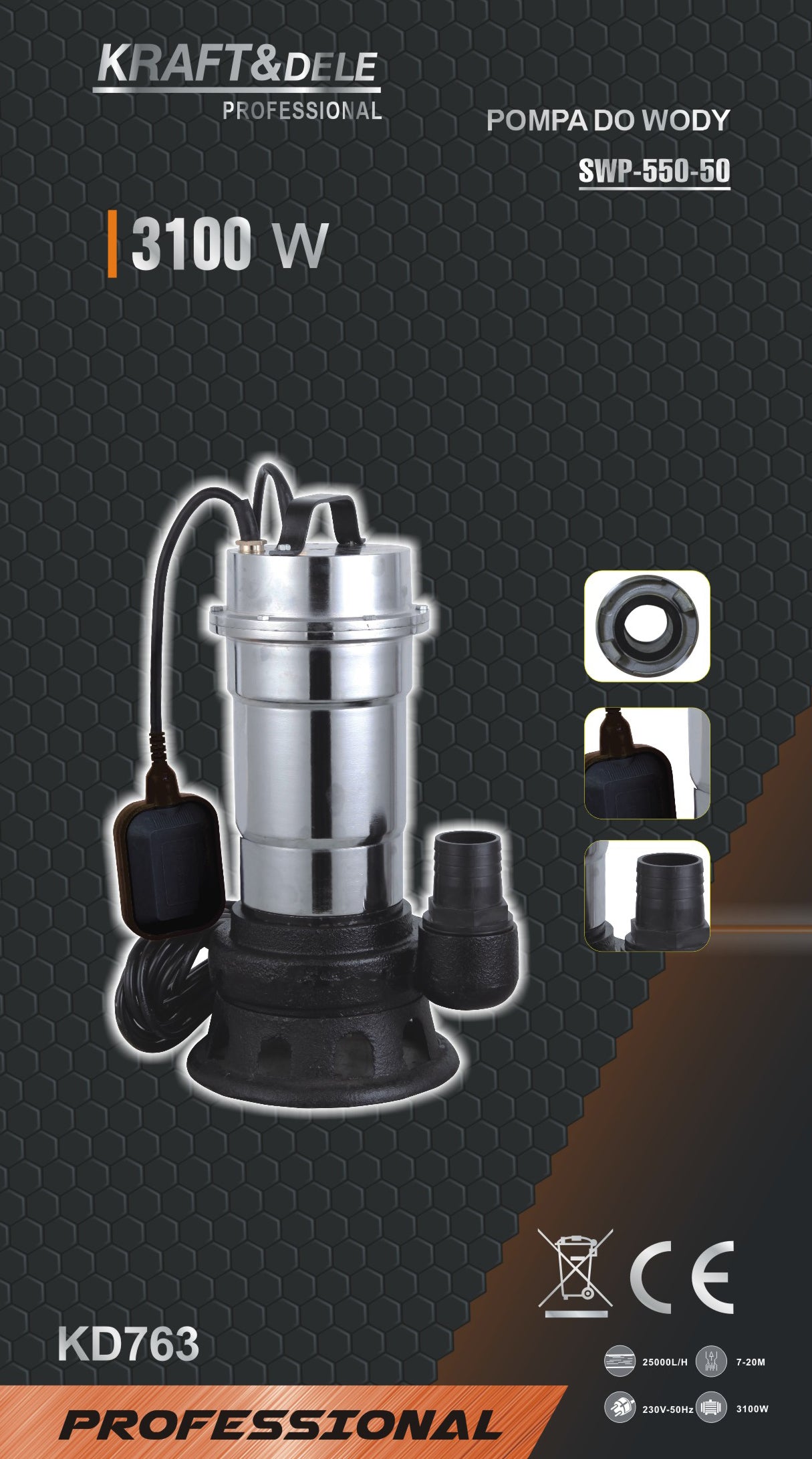 Water pump with grinder and float 3100W KD763