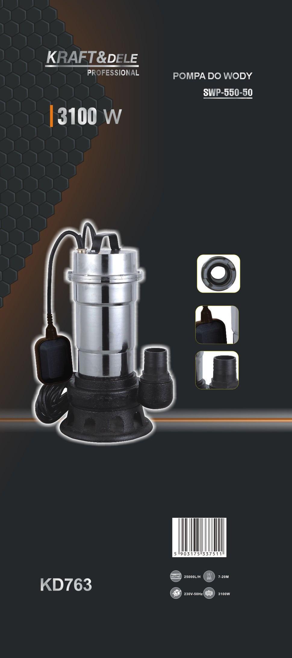 Water pump with grinder and float 3100W KD763