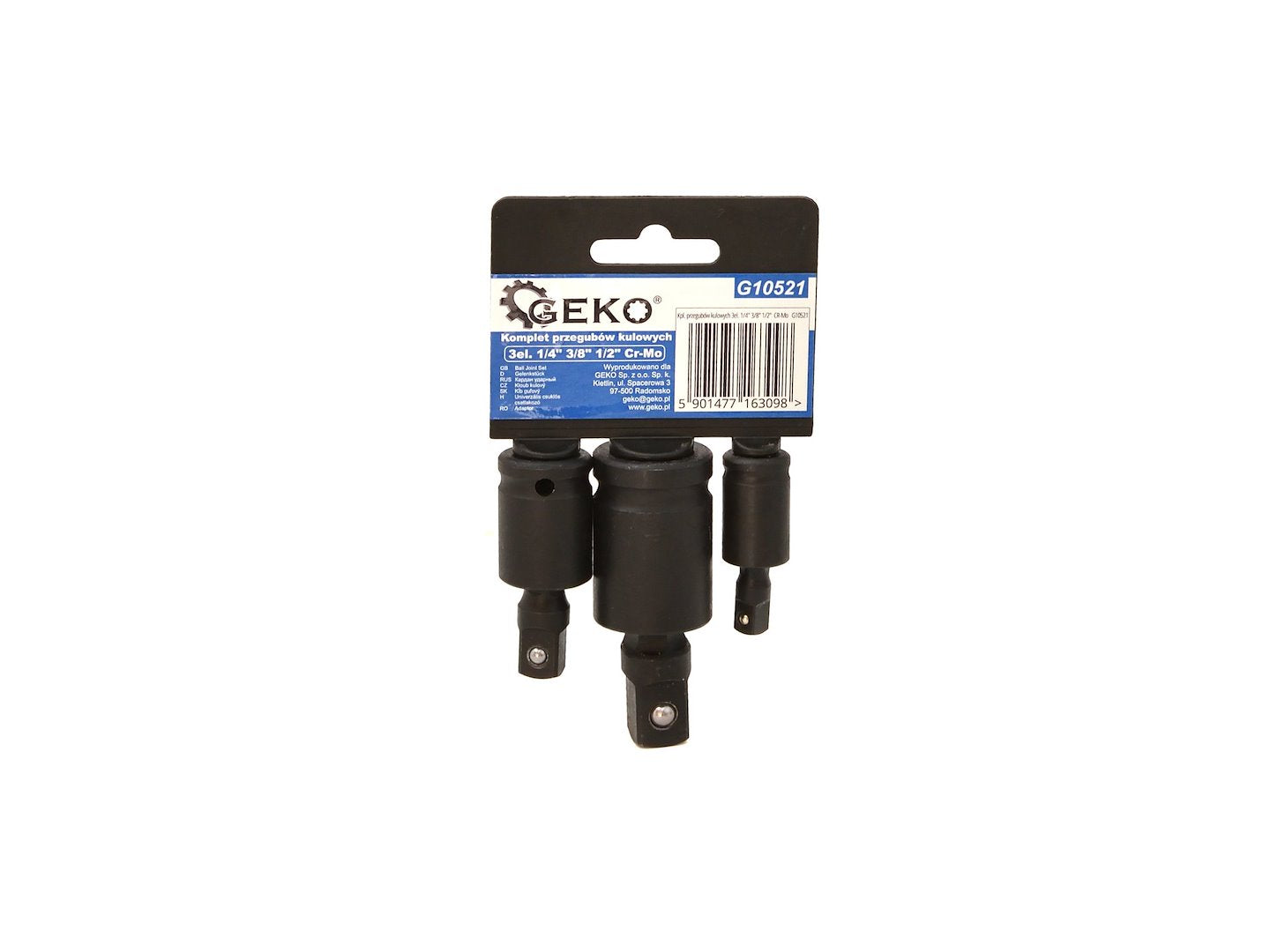Ball joint set, 3 pcs, 1/2" 3/8" 1/4" Cr-Mo