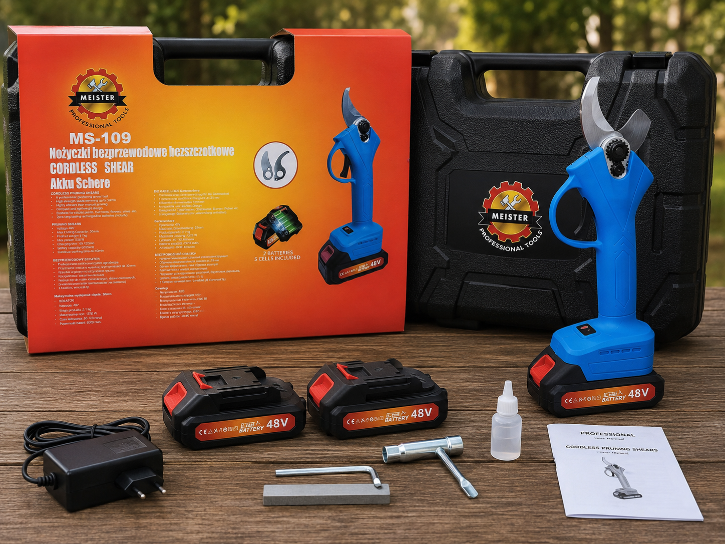 MEISTER juhtmeta harjadeta oksakäärid 1500 W MS-109
