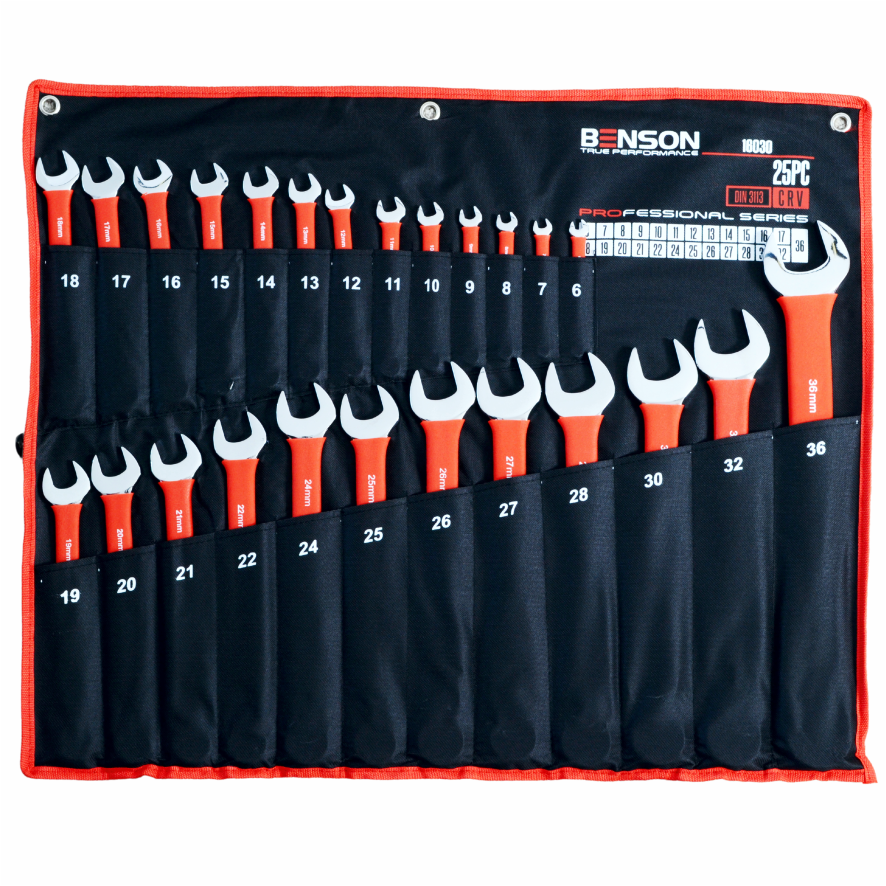 Benson by Black Large Set of 25 Complete Flat Rubber Wrenches 6-36mm