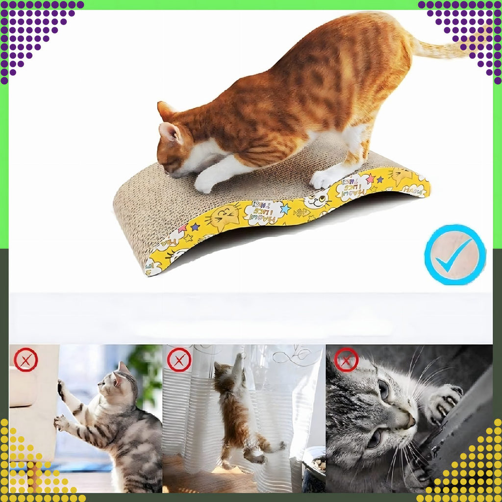 Eco-Friendly Large Cardboard Cat Scratcher with Wave Design and Catnip