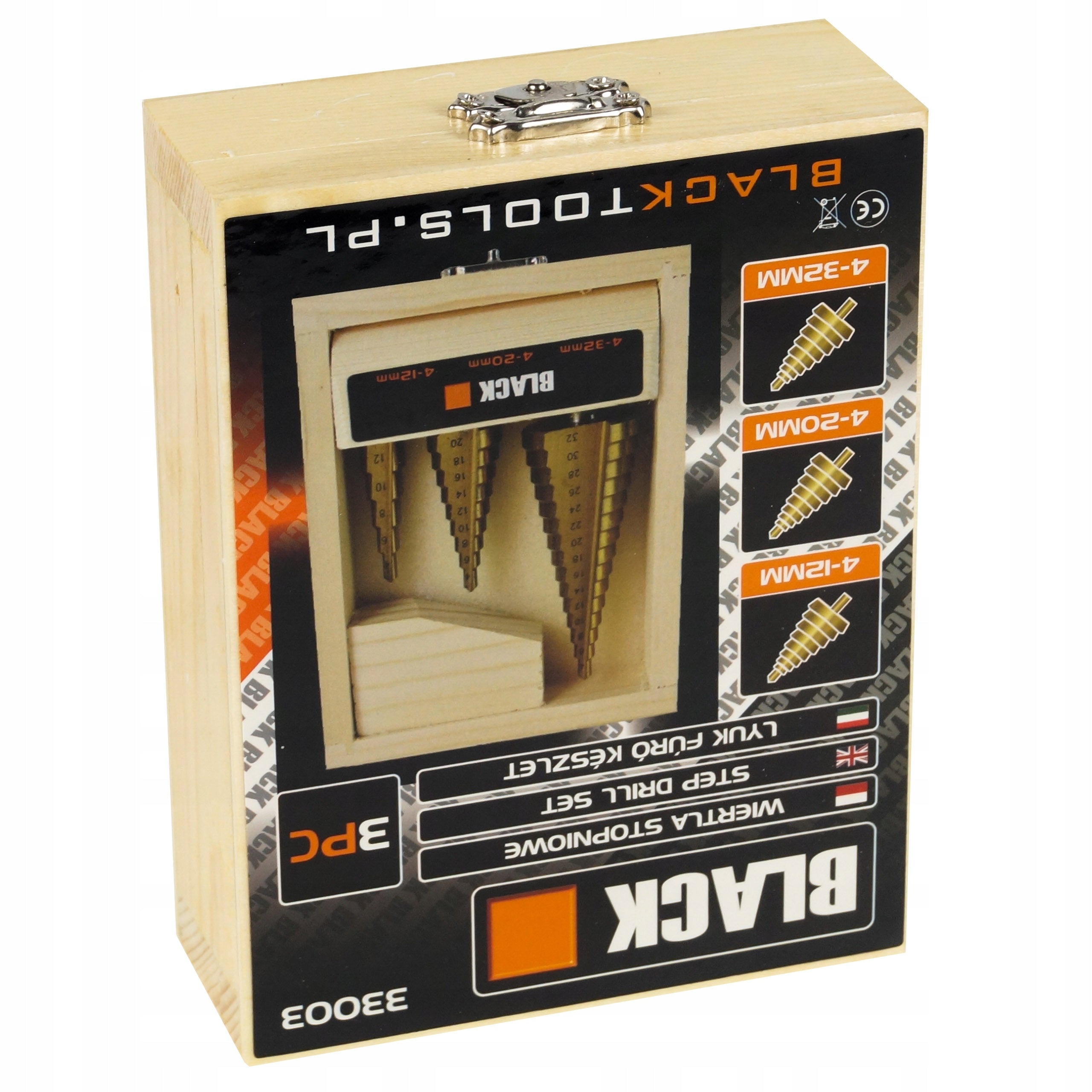 Titaanist HSS kooniline astmepuuride komplekt, 3 tk, 4-32mm