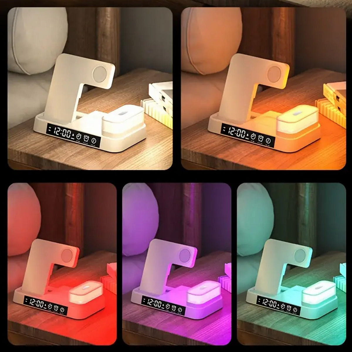Wireless Charging Station 4-in-1 15W QI with Night Lamp White