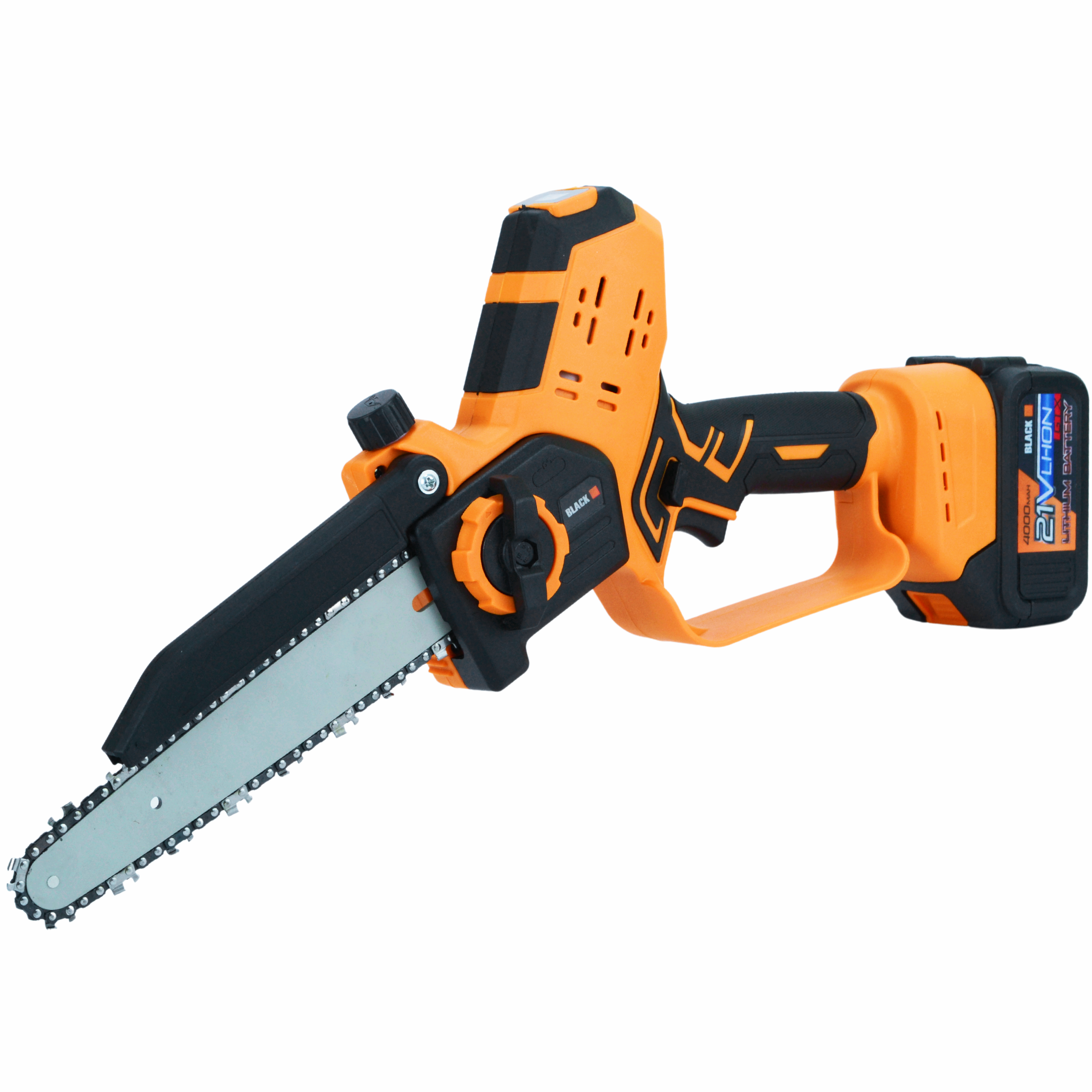 Cordless Chainsaw 200mm 21V 4Ah with 2 Batteries and Lubrication