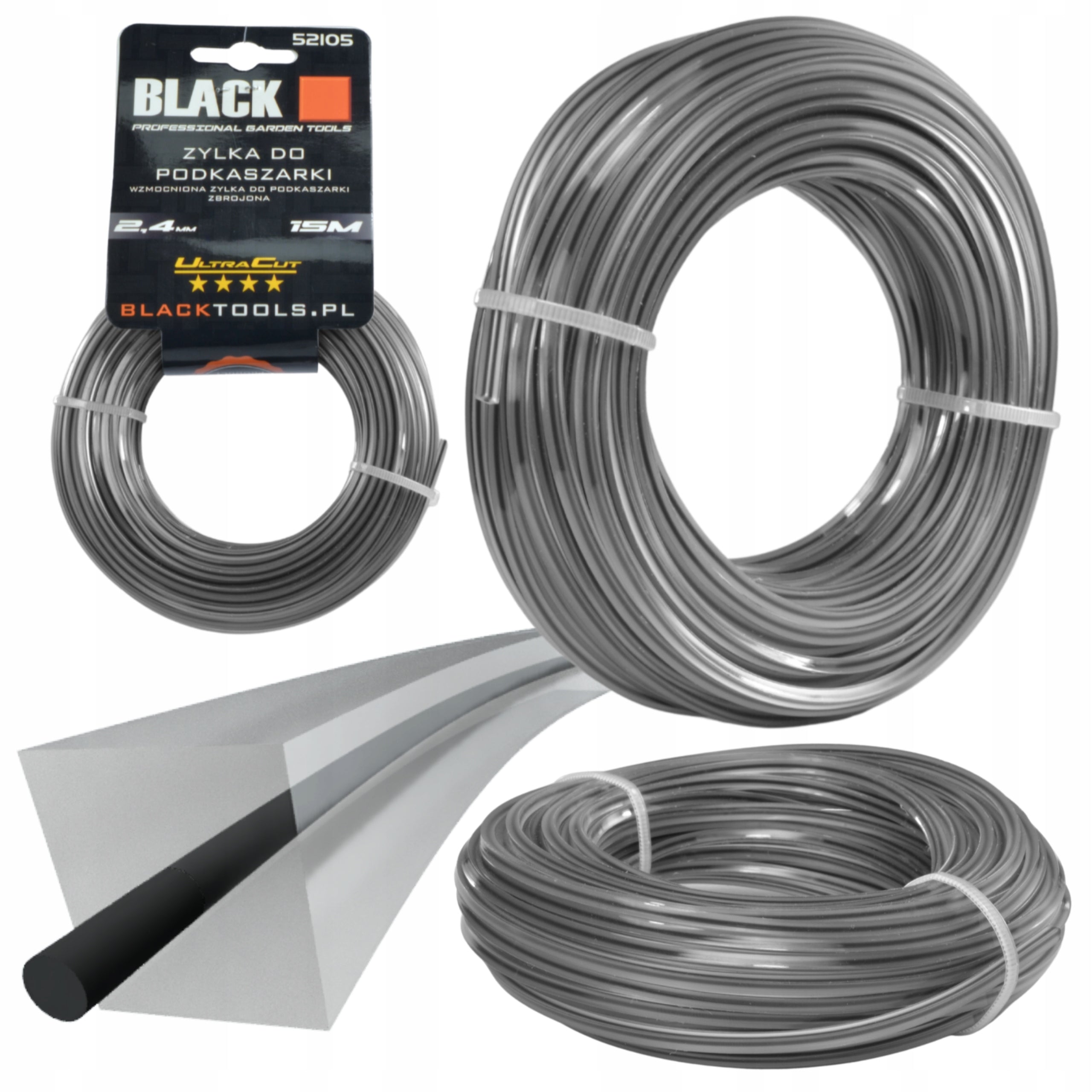 Tugevdatud trimmerijoon 2.4mm x 15m Black