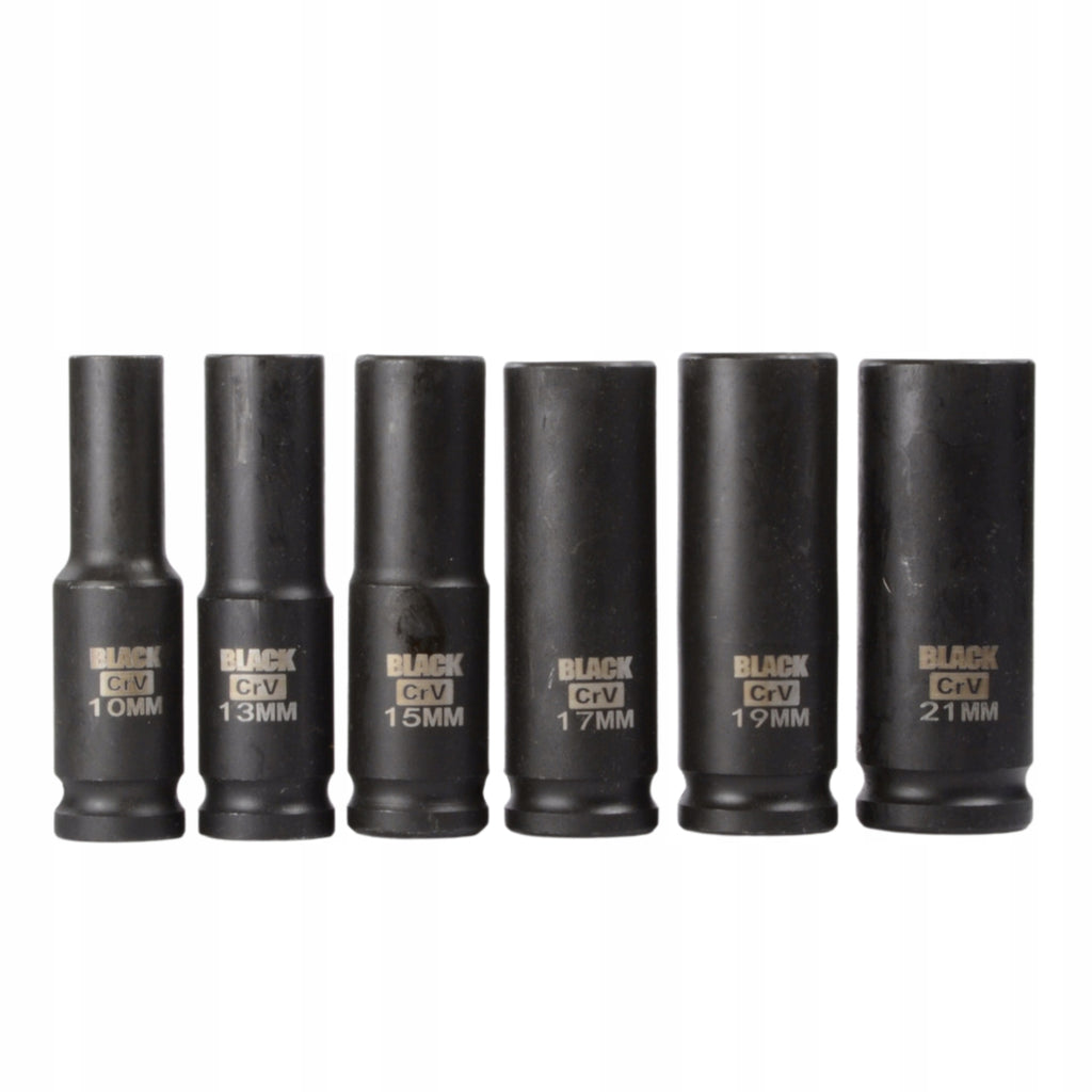 Professionaalne 1/2" löökpadrunite komplekt BLACK 10-21 mm 6 tk