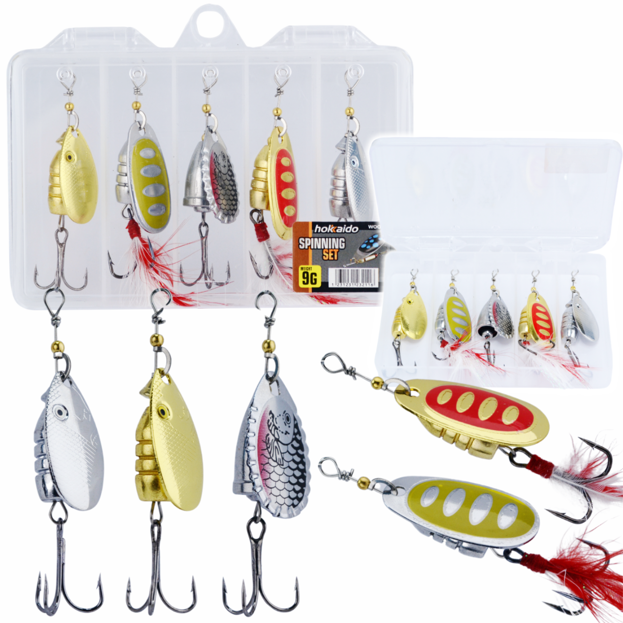 5 tk mitmevärvilised 9G Hokkaido pöörlevad landid karbis