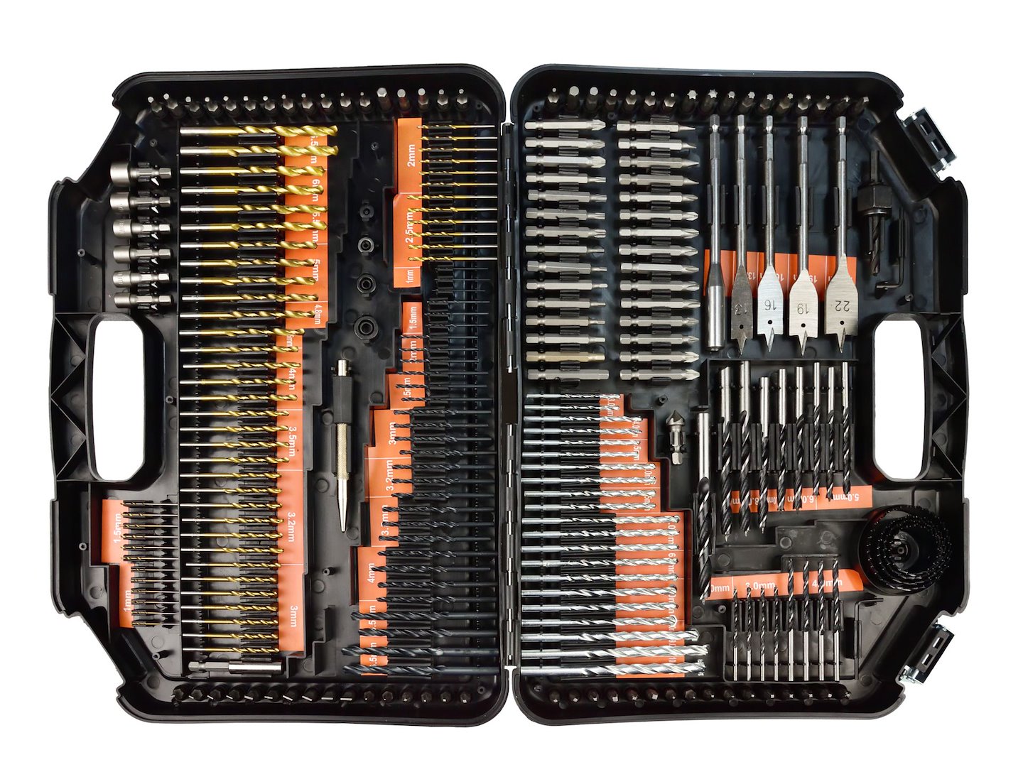246 pcs set of drills, sockets, bits and hole saws