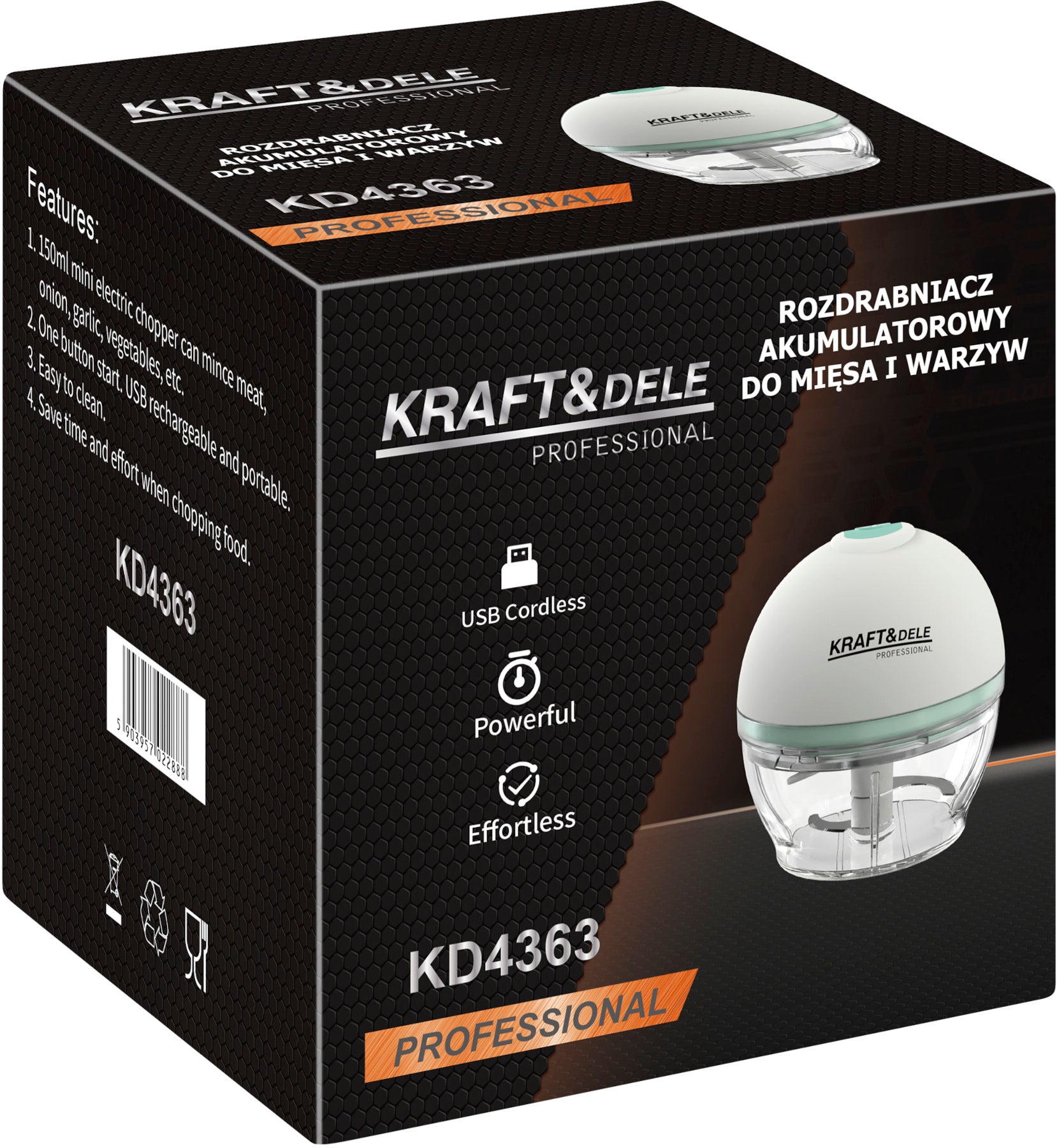Cordless meat and vegetable chopper 150ml KD4363