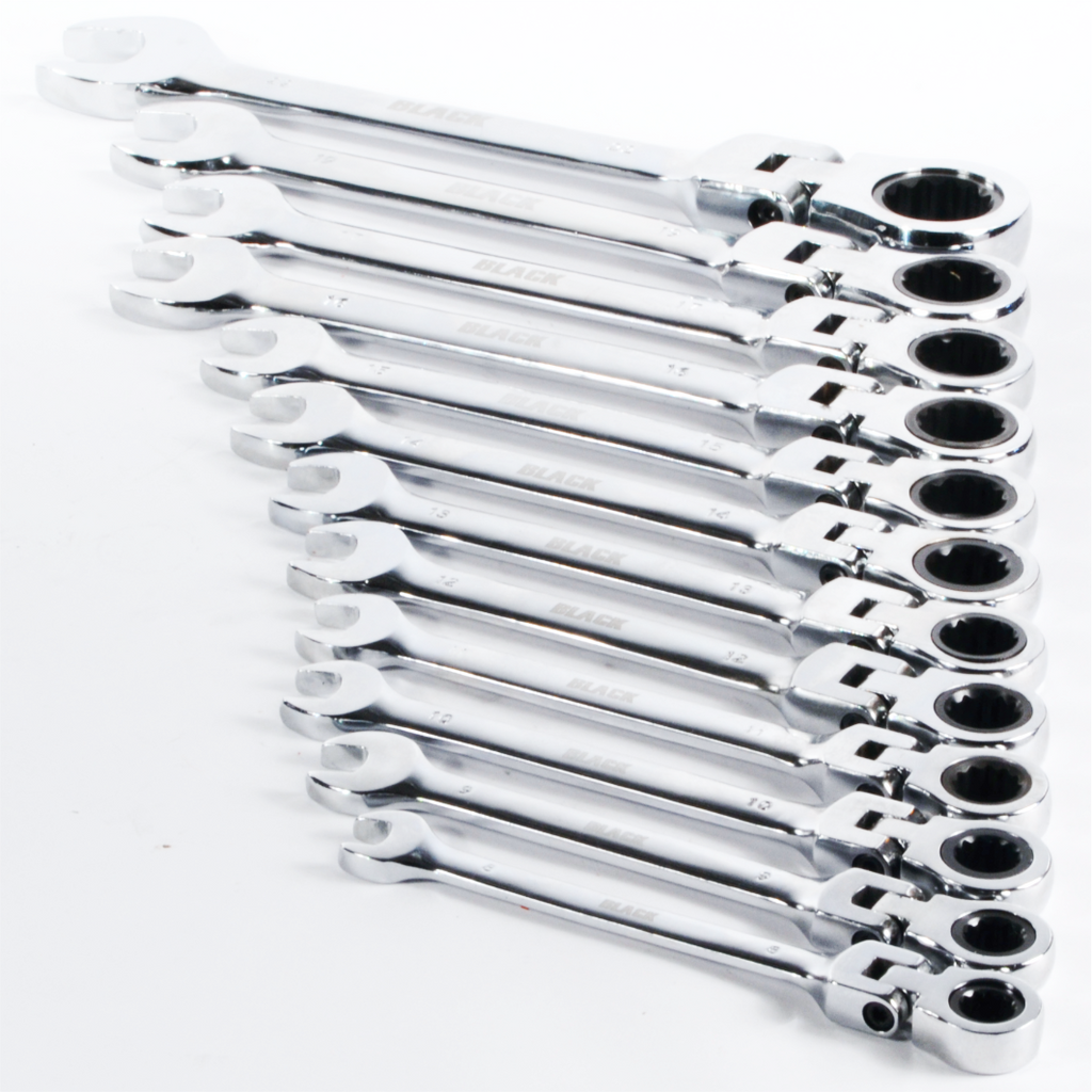 12-osaline rätsel-kombinatsioonvõtmete komplekt 8-19mm Black koos karbiga