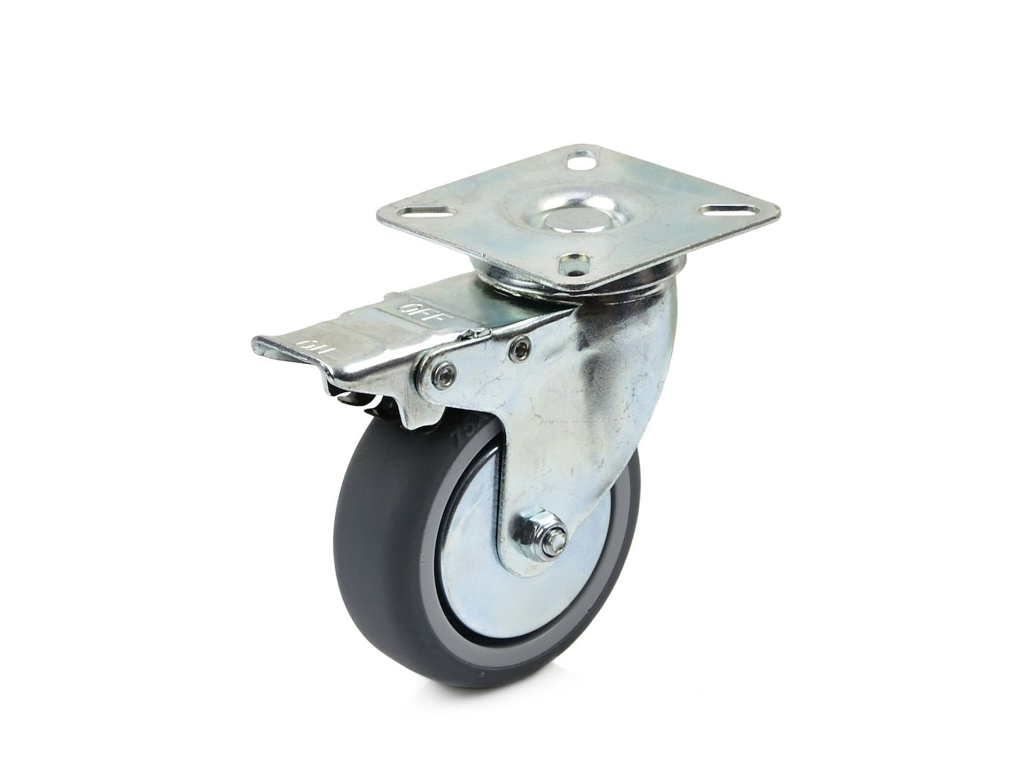 Caster wheel, swivel plate with top brake — 75 mm