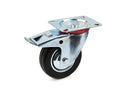Swivel caster wheel with plate and brake, 100 mm