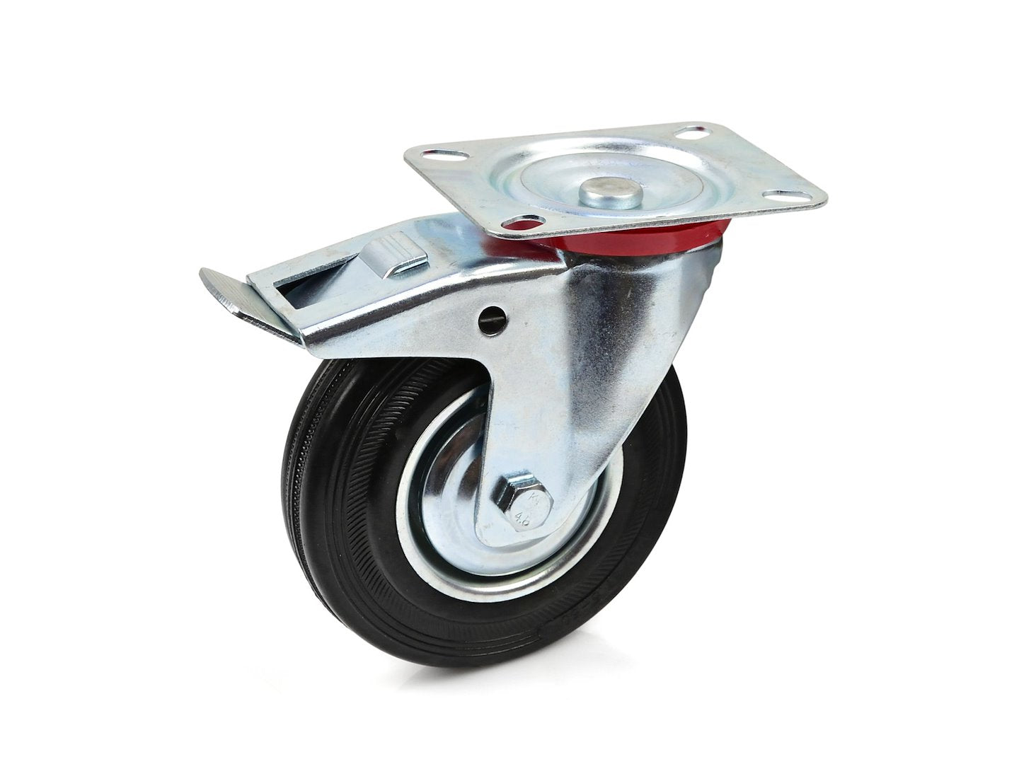 Caster Wheel, Swivel Plate and Brake, 125 mm