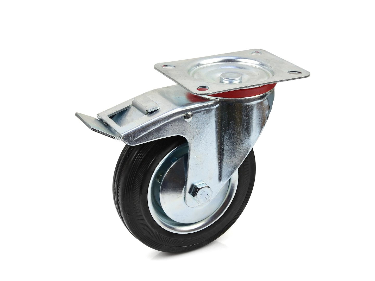 Caster wheel swivel plate and brake, 160 mm
