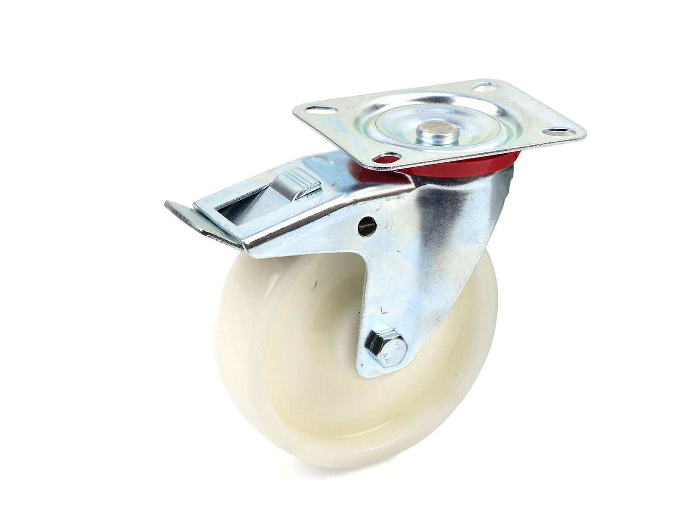 Caster wheel swivel plate with brake 125 mm PP