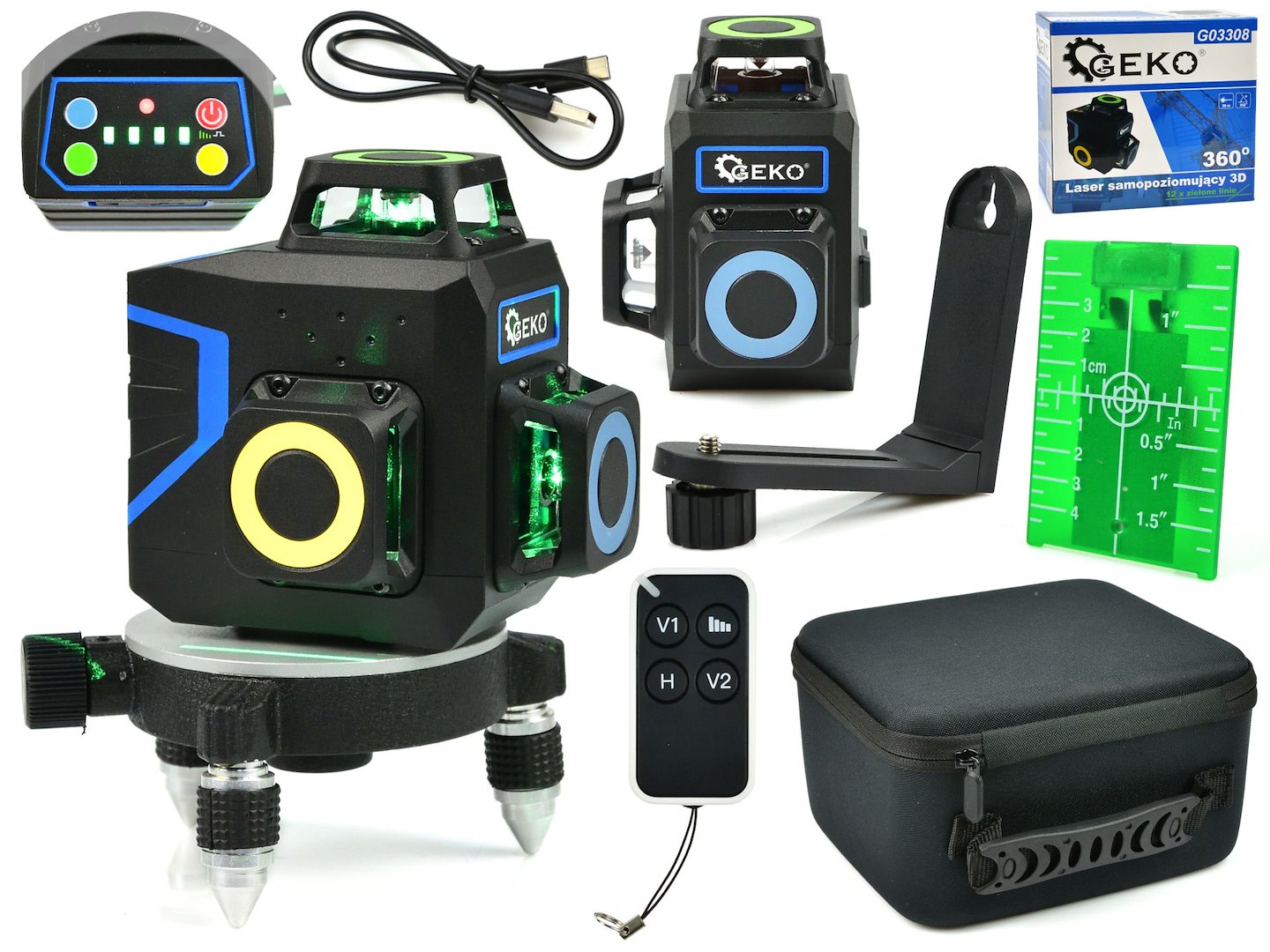 Self-leveling 3D 12-Line Green Laser Level Tool