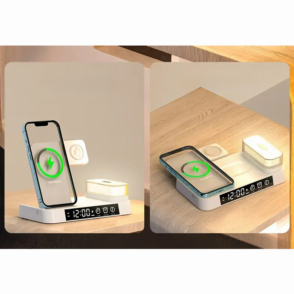 Wireless Charging Station 4-in-1 15W QI with Night Lamp White