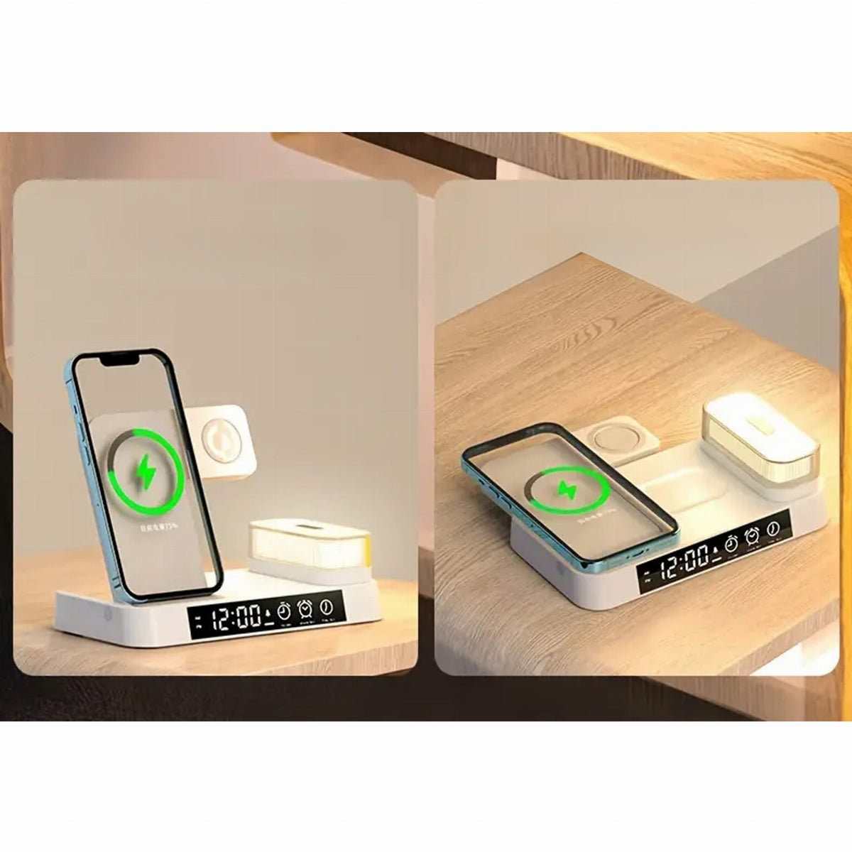 Wireless Charging Station 4-in-1 15W QI with Night Lamp White
