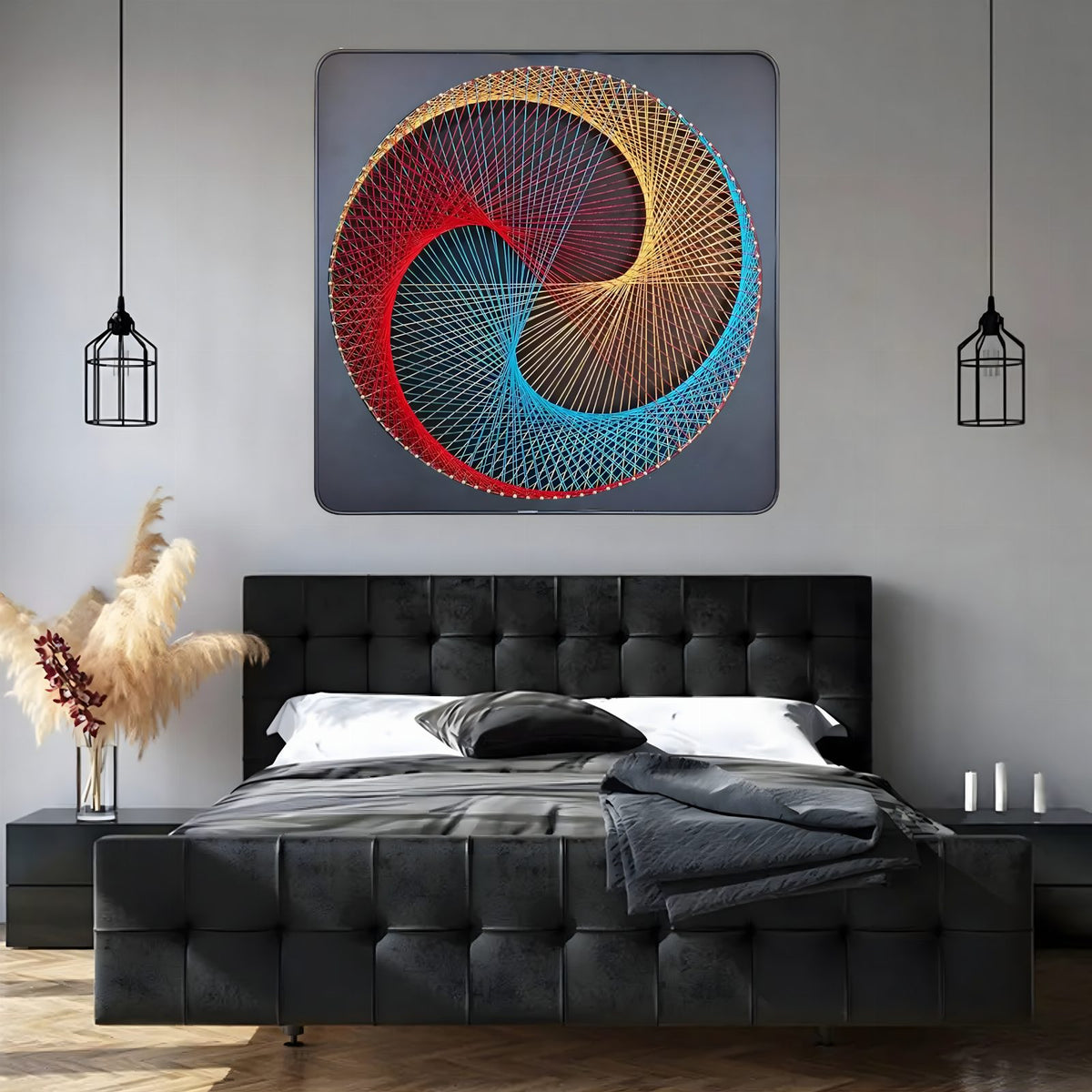 Creative String Art Kit with Frame 30x30 cm