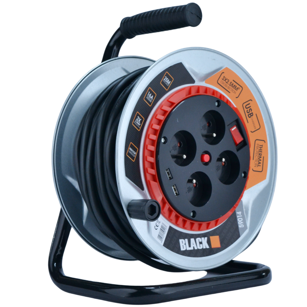 Metallist rullpikendusjuhe 25m paks Black kaabel