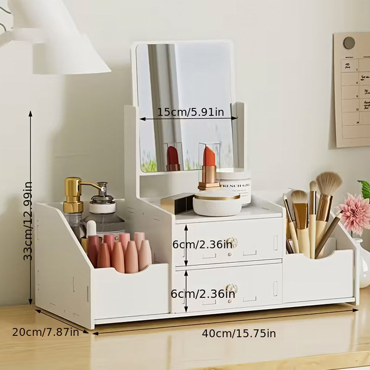 Glamour peegli ja kosmeetikaorganiseerijaga ehtekarp RC-K-2096