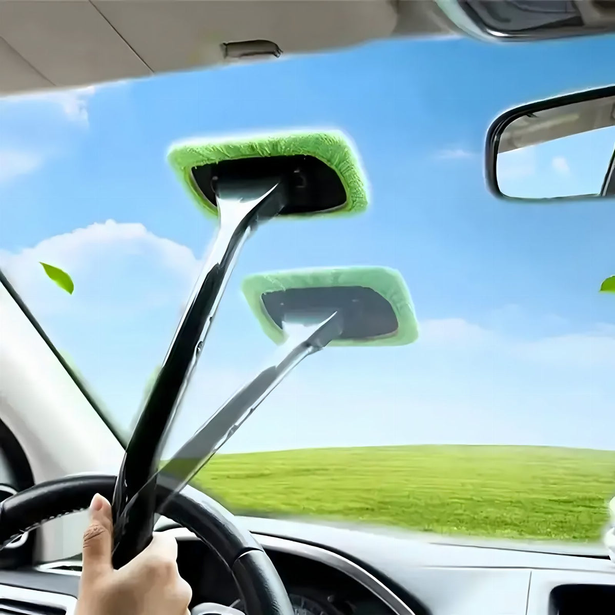 Auto ja koduakna puhastushari mikrokiu ja pika varrega