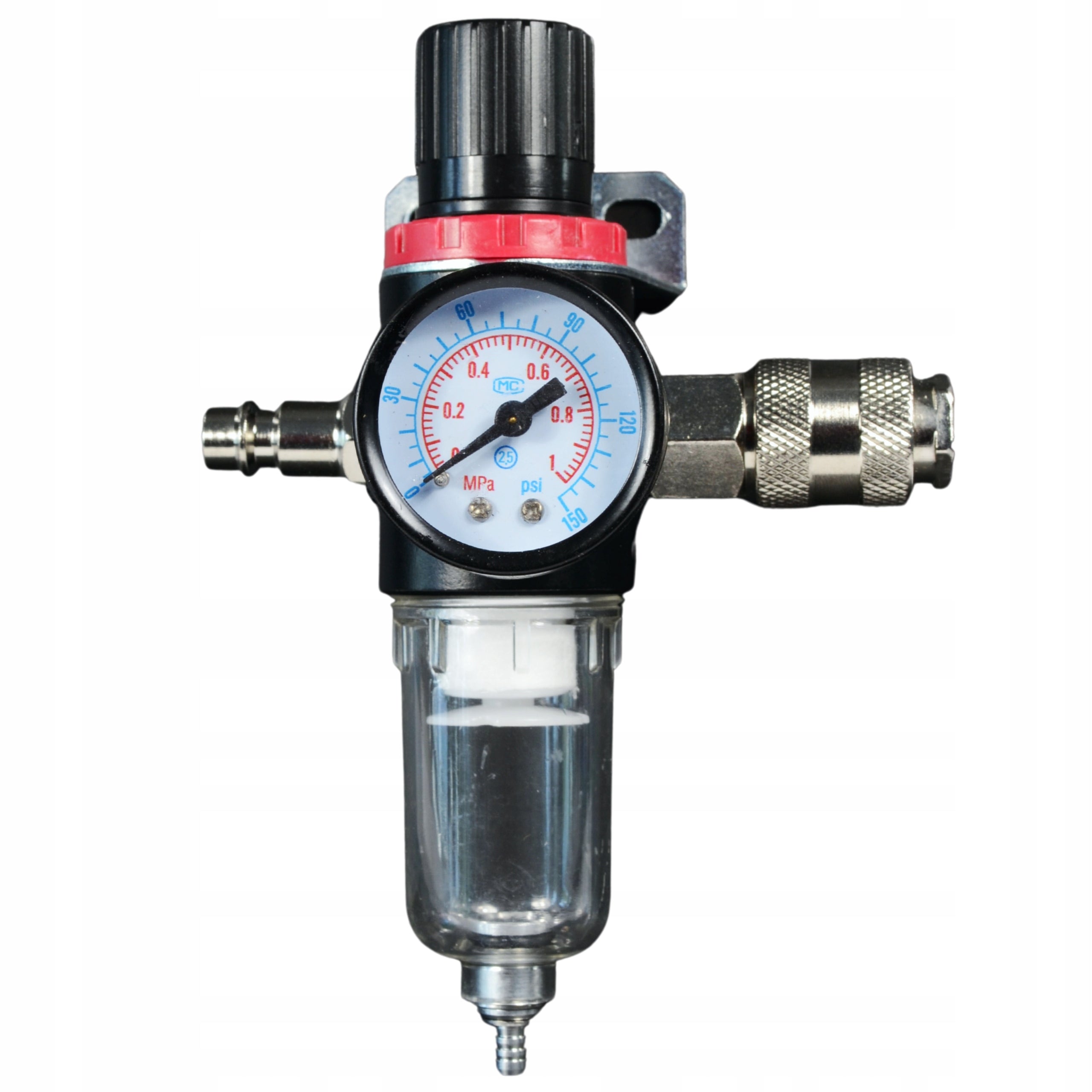 1/4" rõhuregulaator õhufilter äravooluga