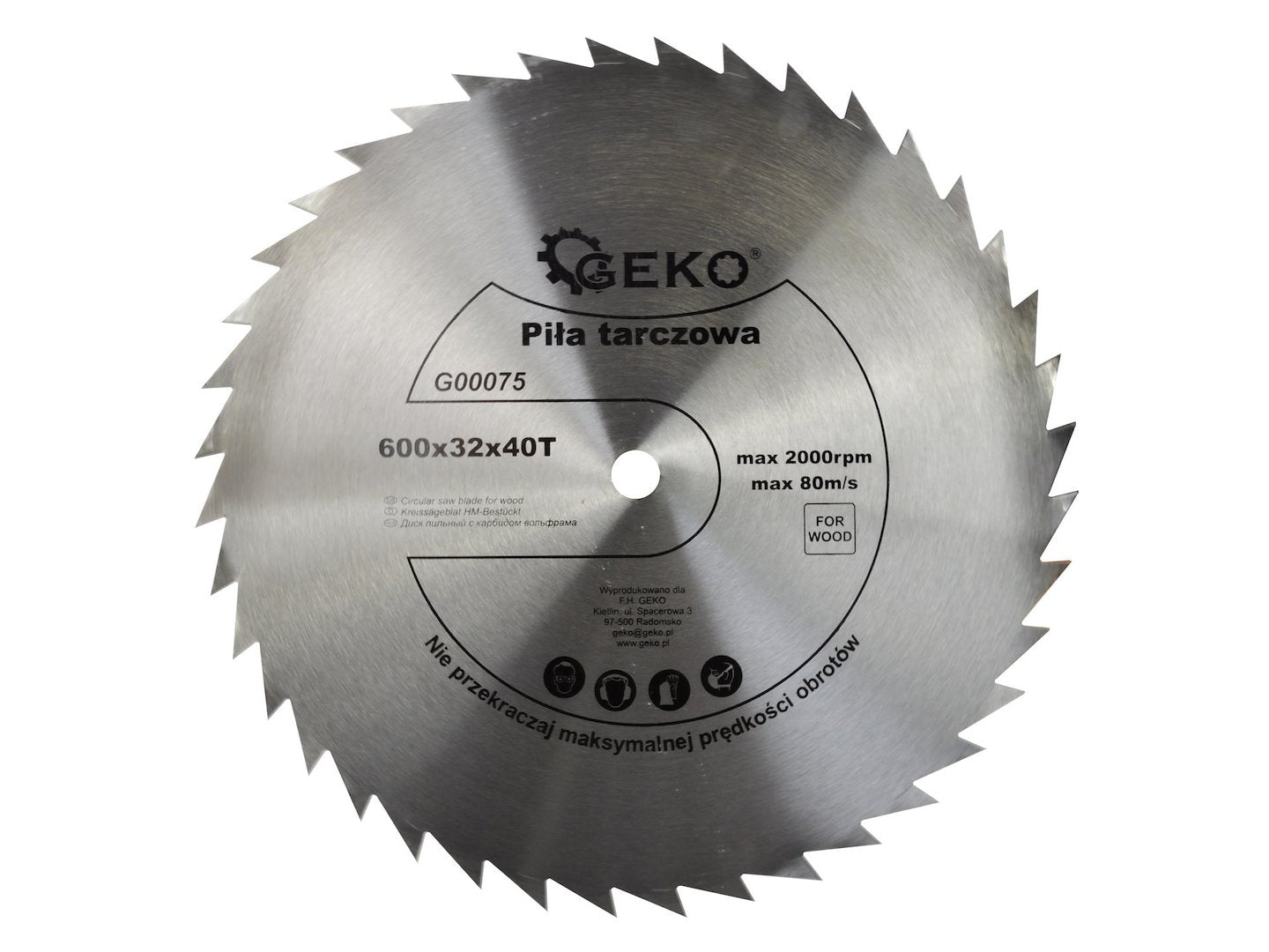 GEKO circular saw blade for wood — 600 mm x 32 mm, 40 teeth