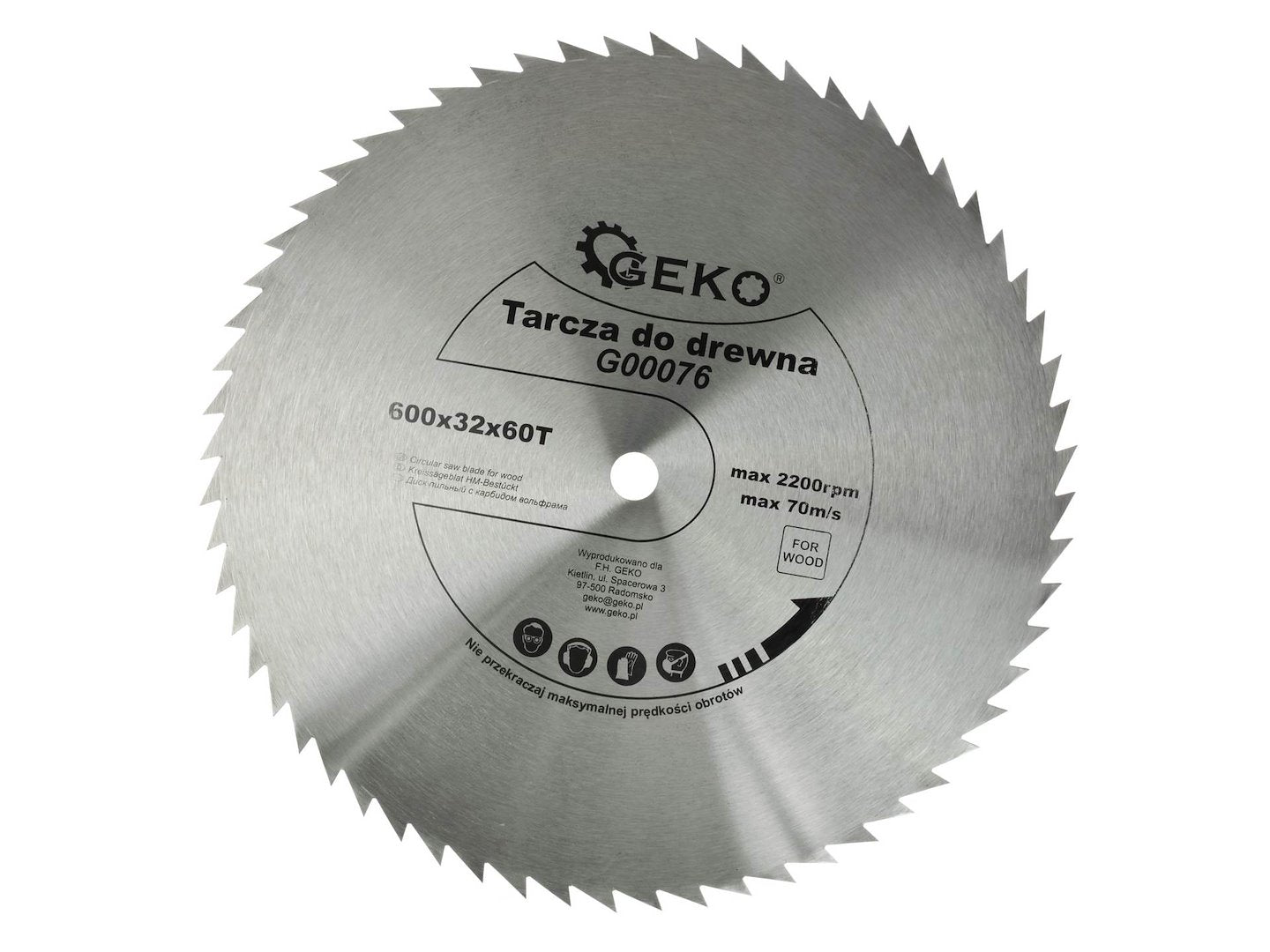 GEKO Circular Saw Blade for Wood, 600 mm x 32 mm, 60 Teeth