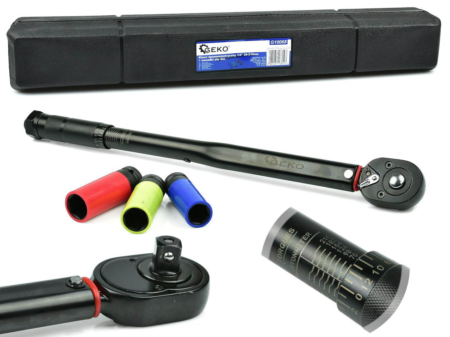1/2" Torque Wrench 28 - 210 Nm + Socket Set Black HD