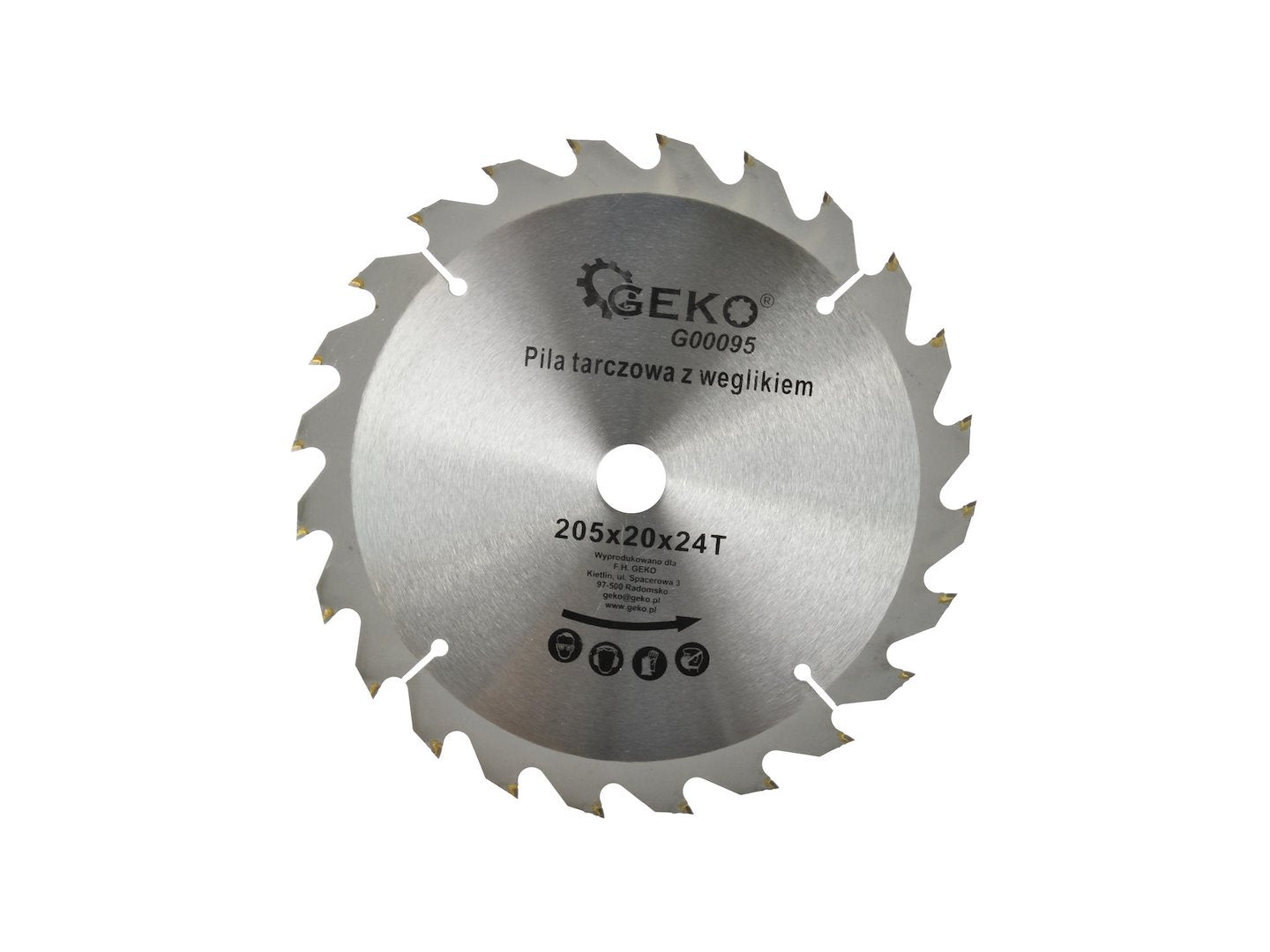 GEKO TCT Circular Saw Blade for Wood, 205 x 20 mm, 24T