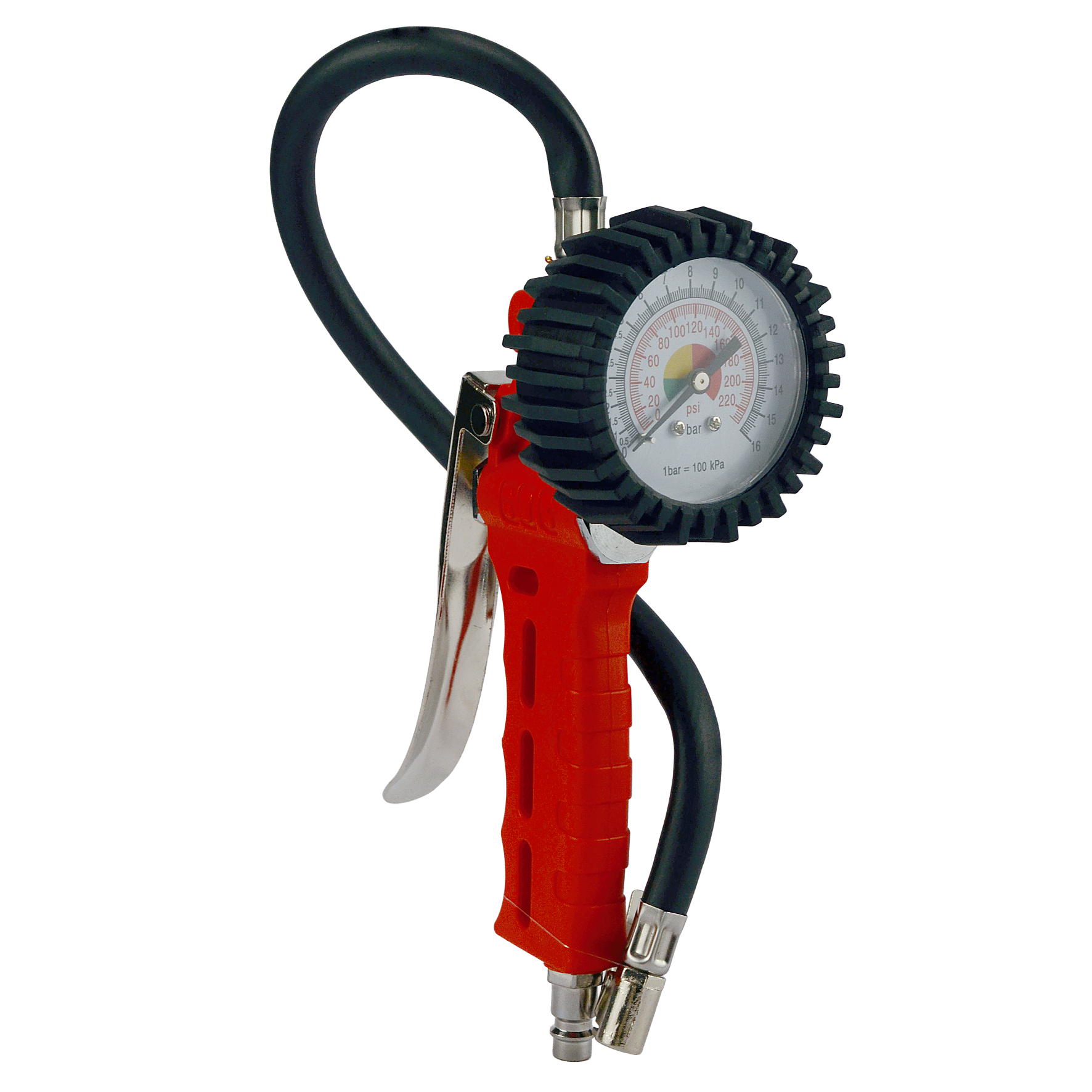 Suur ratta täispump kummist manomeetriga, Black, 16 Bar 220 PSI