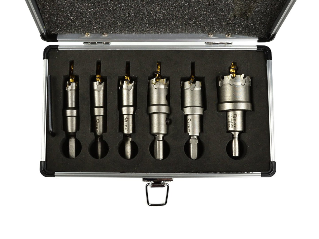 Set of metal hole saws with titanium drill, 6 pcs, 16-35 mm
