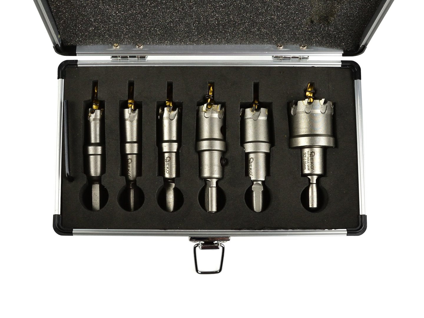 Set of metal hole saws with titanium drill, 6 pcs, 16-35 mm