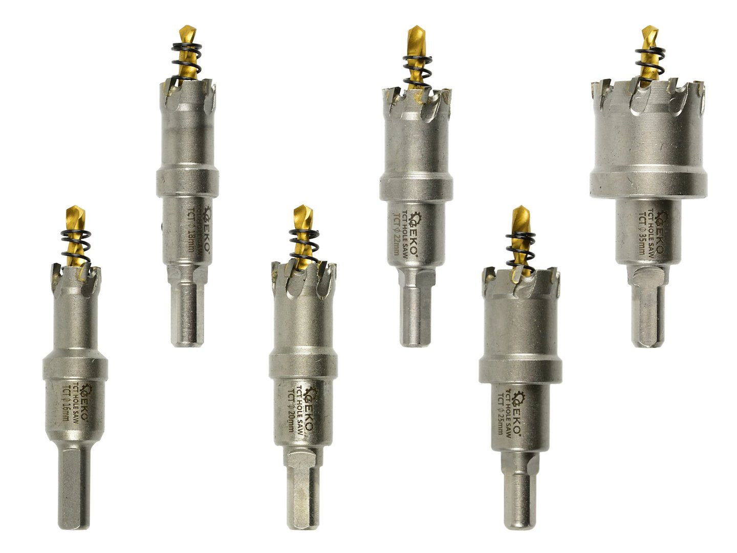 Set of metal hole saws with titanium drill, 6 pcs, 16-35 mm
