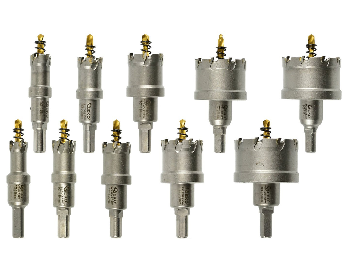 Set of metal hole saws with titanium drill, 10 pcs. 16-53 mm