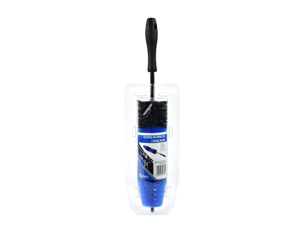 Wheel rim cleaning brush with long handle