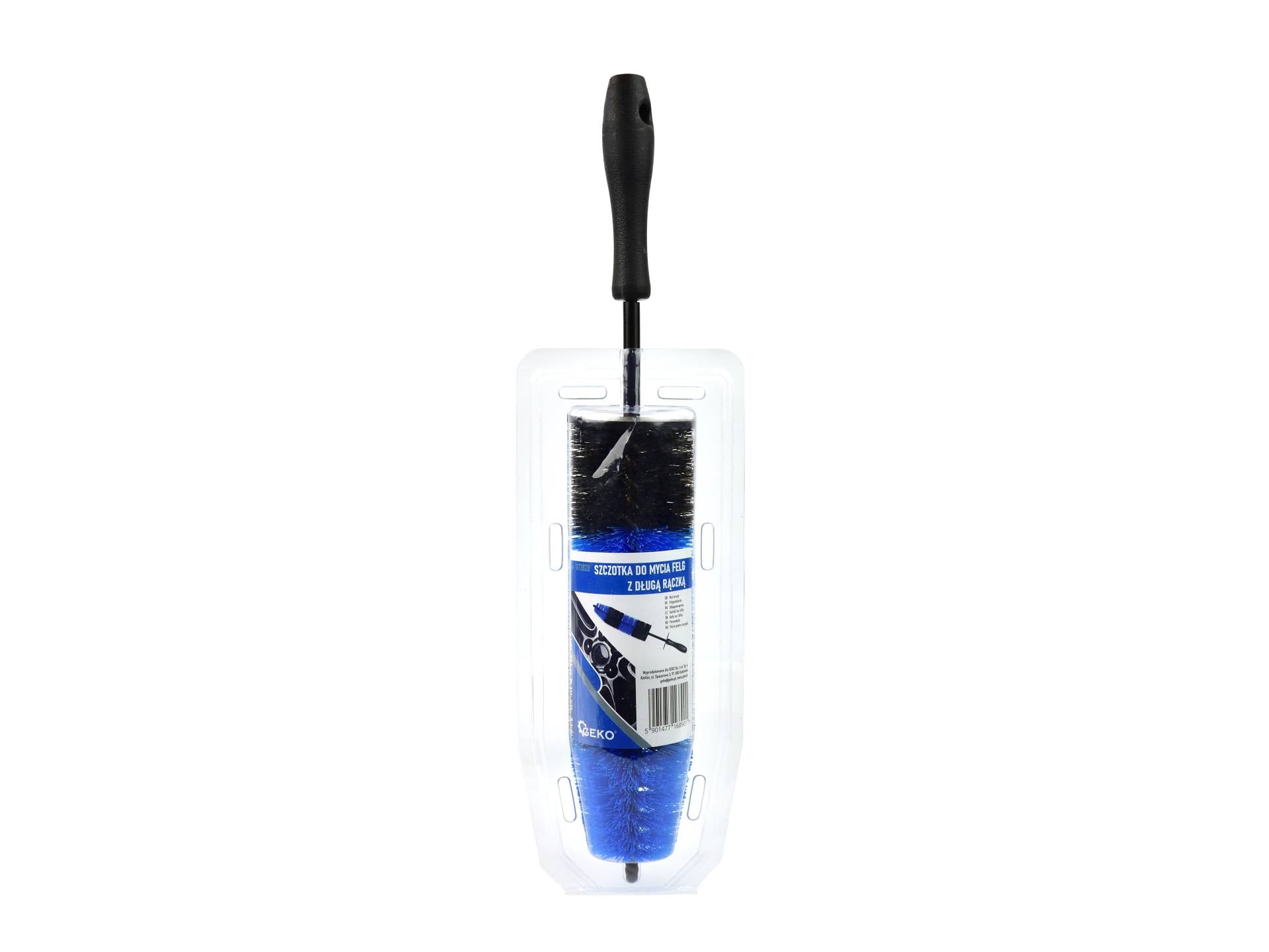 Wheel rim cleaning brush with long handle
