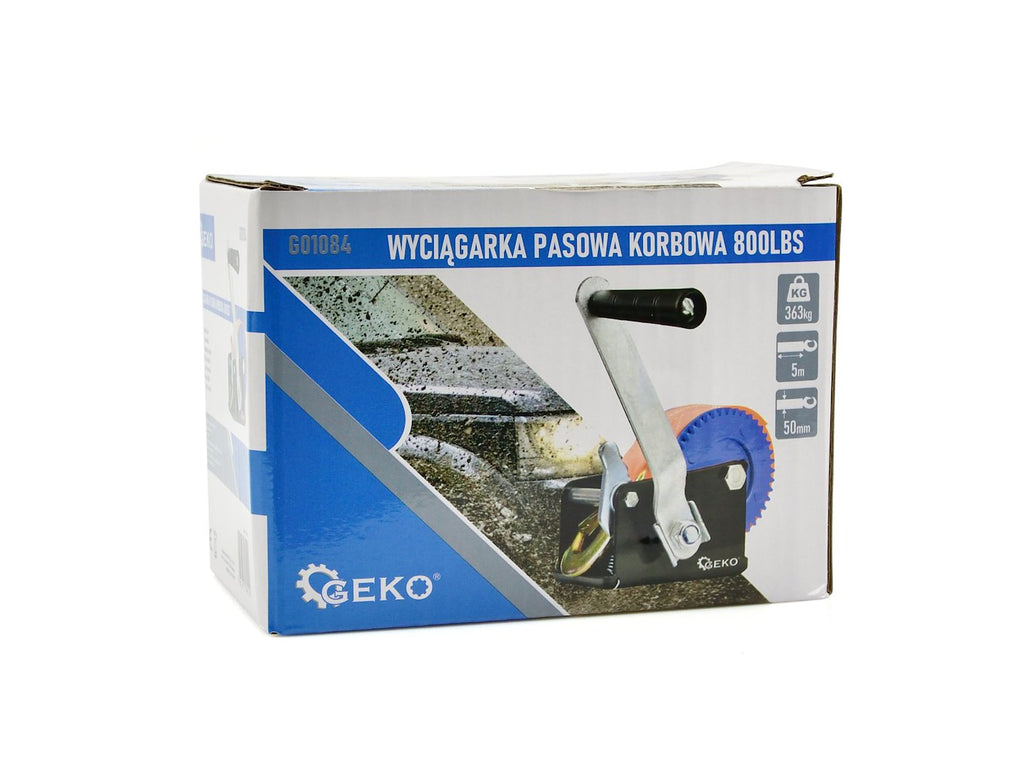 Hand Crank Winch with 5m Strap, 800 LBS