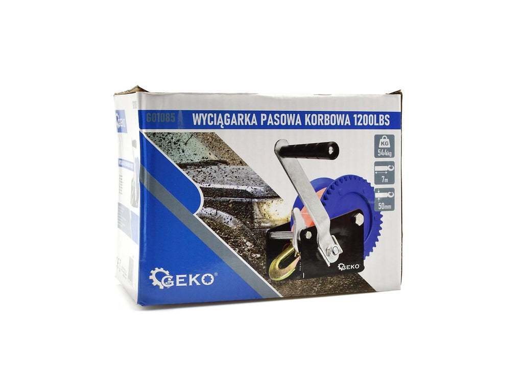 Hand Crank Winch with 7m Strap, 1200 LBS