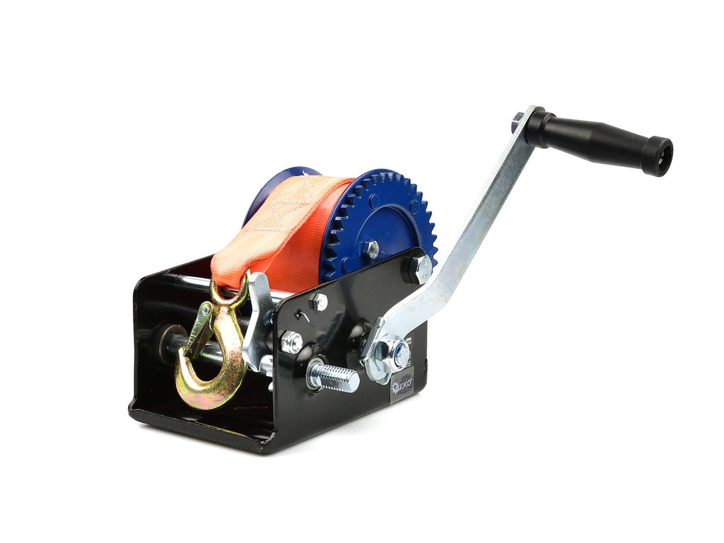 Hand Crank Winch with 10 m Strap, 2500 lbs