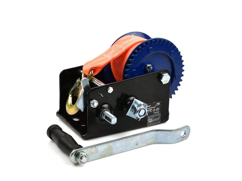 Hand Crank Winch with 10 m Strap, 2500 lbs
