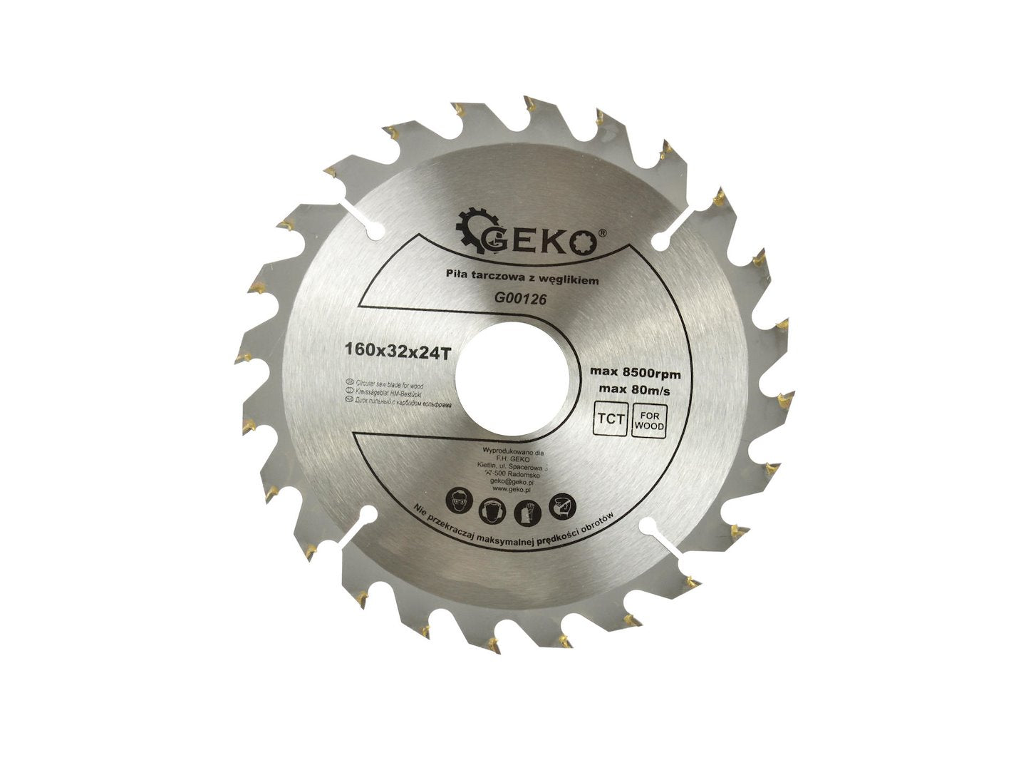 GEKO TCT Circular Saw Blade for Wood, 160 mm x 32 mm, 24T
