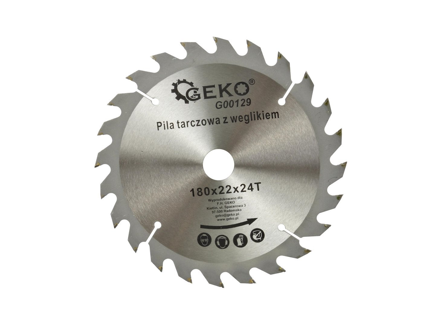 GEKO TCT Circular Saw Blade for Wood — 180 x 22 mm, 24T