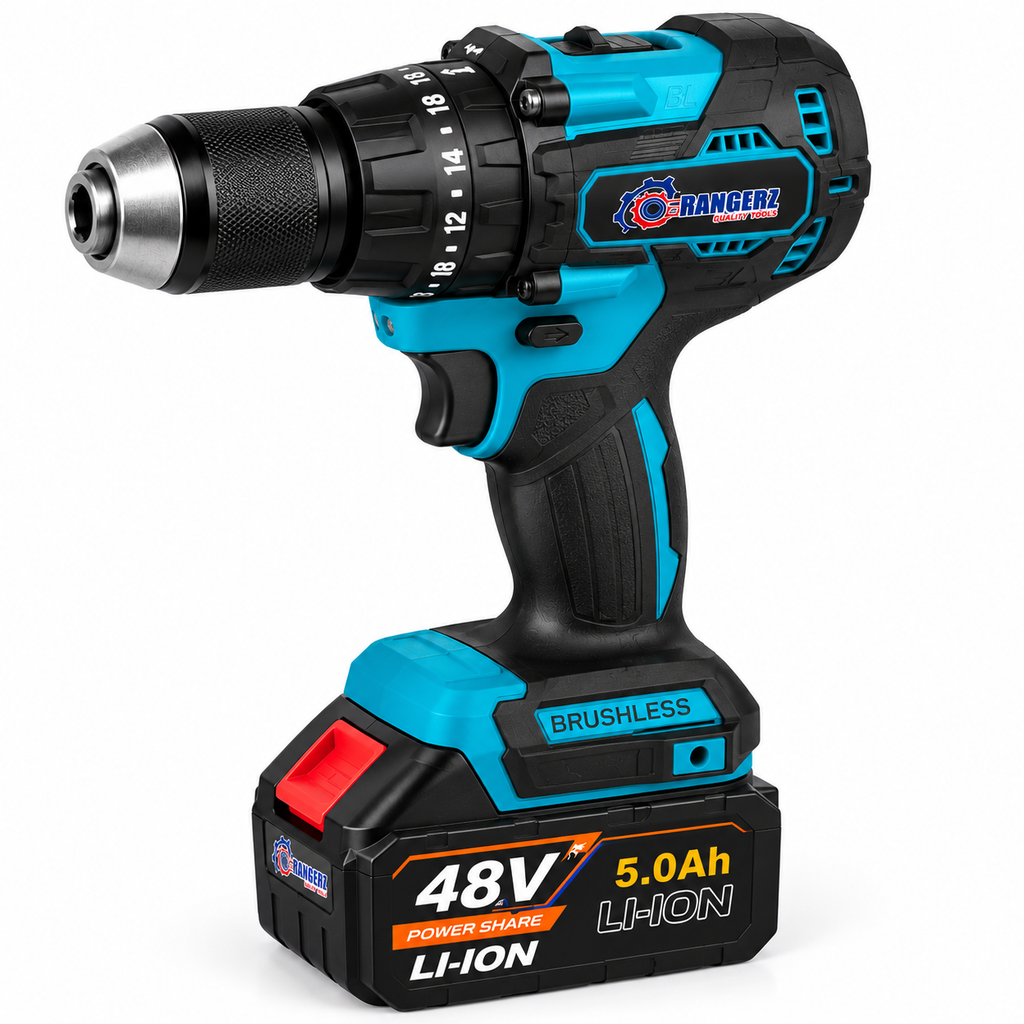 RANGERZ RS-5018B 4-in-1 juhtmeta tööriistakomplekt 48V 5.0Ah – harjavaba, 2 akut